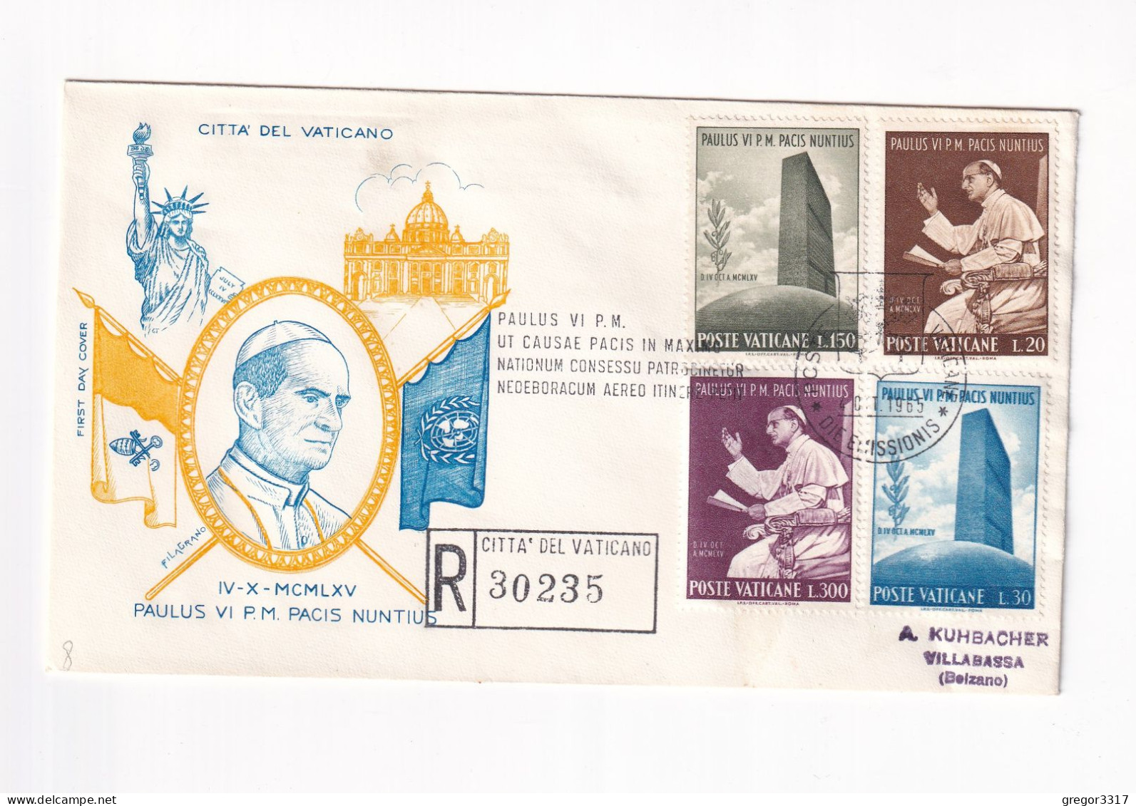 E5997) CITTA Del VATICANO -IV X MCMLXV PAULUS VI P.M. PACIS NUNTIUS  - FDC - Einschreiben Raccomandata - 1965 - FDC