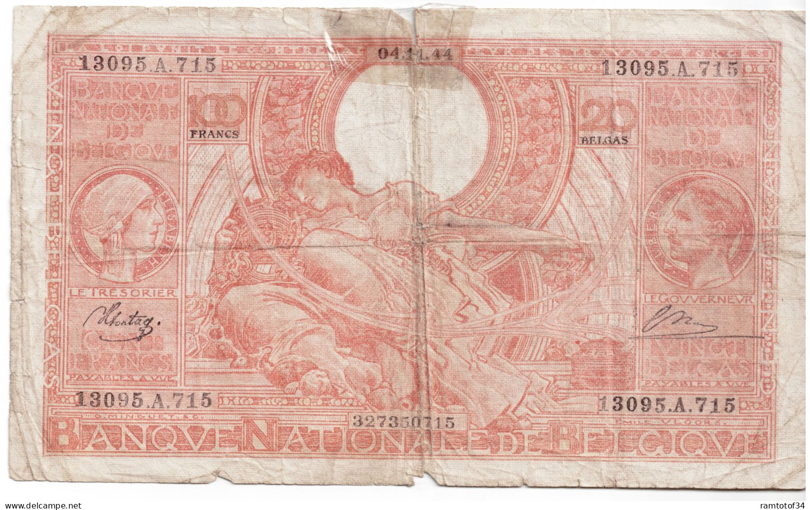 BELGIQUE - 100 Francs 04-11-1944 - 100 Francos