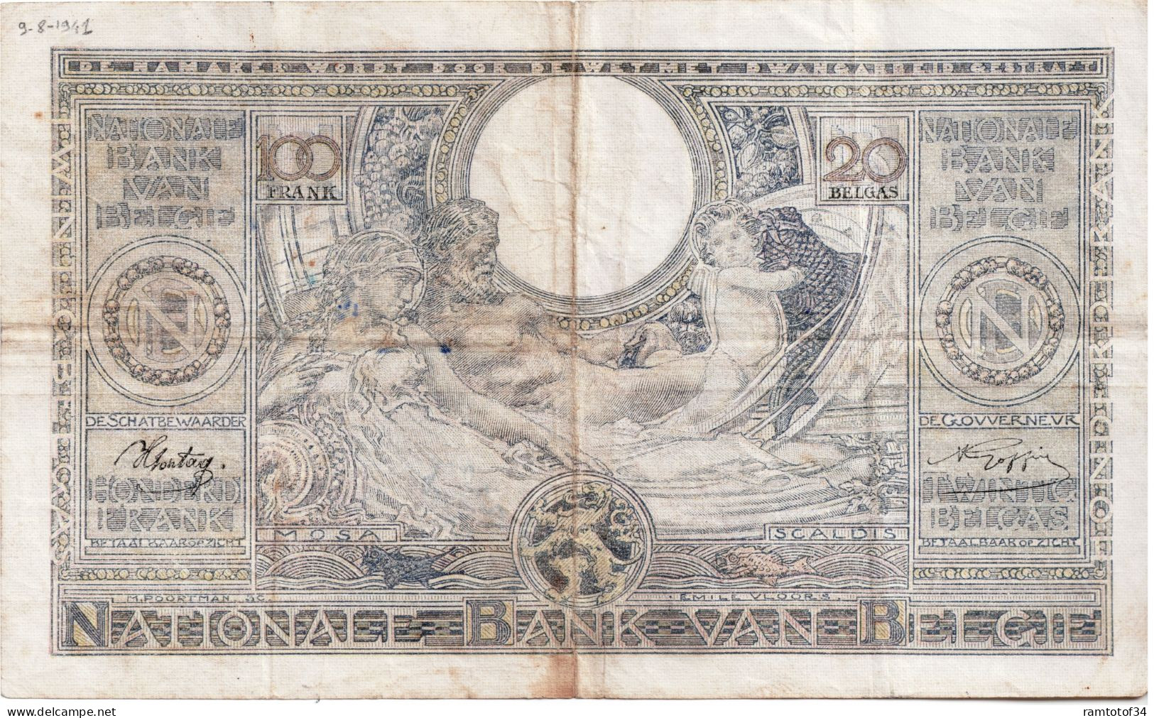 BELGIQUE - 100 Francs 09-08-1941 - 100 Francos