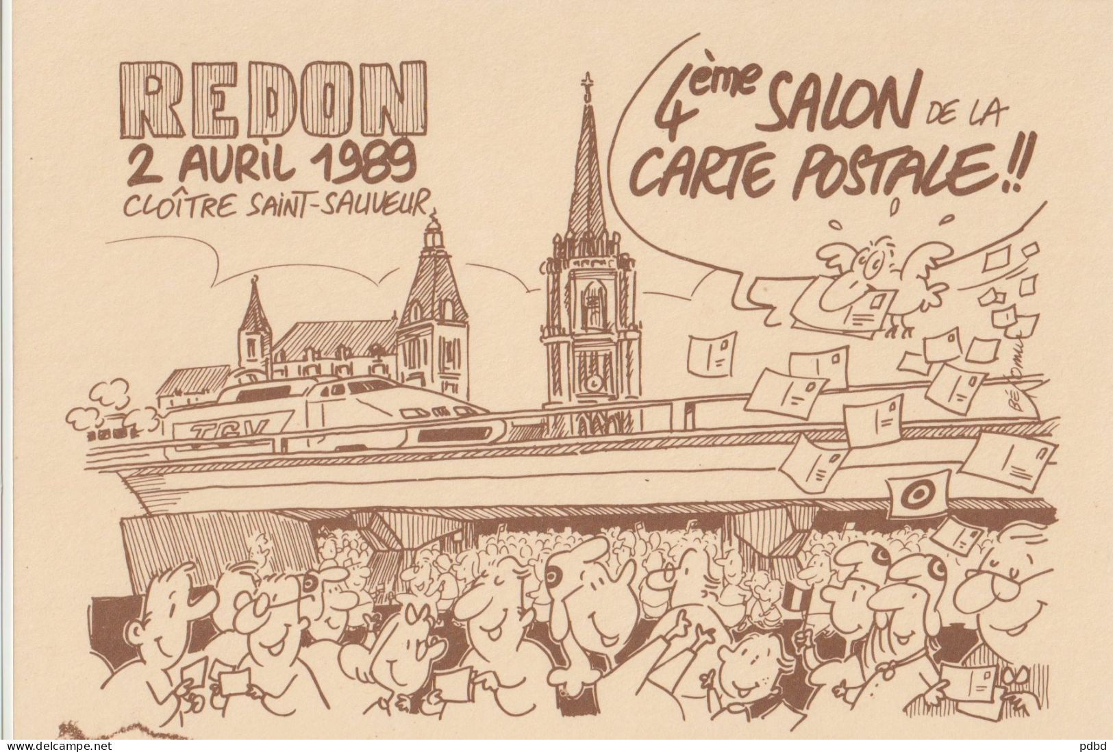 TGV ILL 67 . Redon  . Illustrateur J Belom . 500 Ex . 4éme Salon De La Carte Postale . TGV . 02 04 1989 . - Manifestazioni