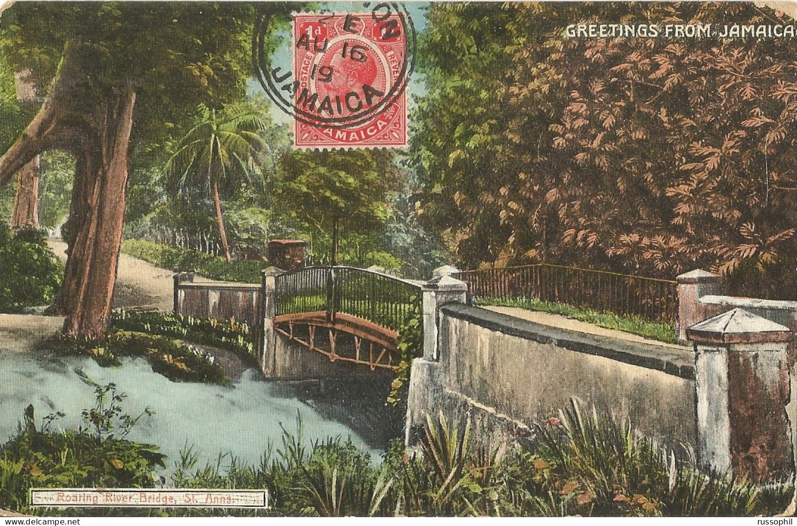 JAMAICA - ROARING RIVER BRIDGE, ST ANNS - GREETINGS FROM JAMAICA  - PUB. DUPERLY N*20 - 1919 - Jamaïque