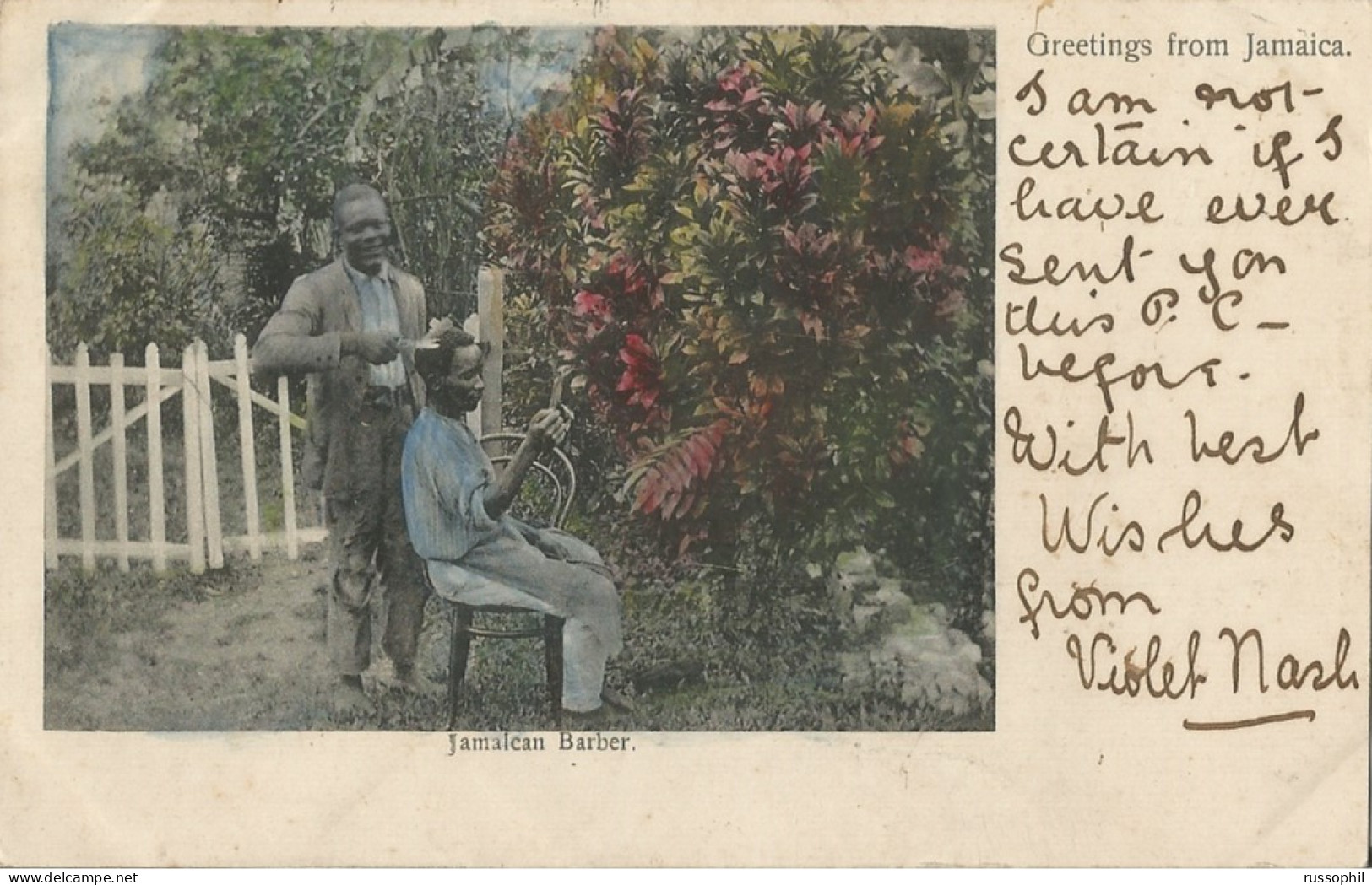 JAMAICA - JAMAICAN BARBER - GREETINGS FROM JAMAICA  - 1910 - America