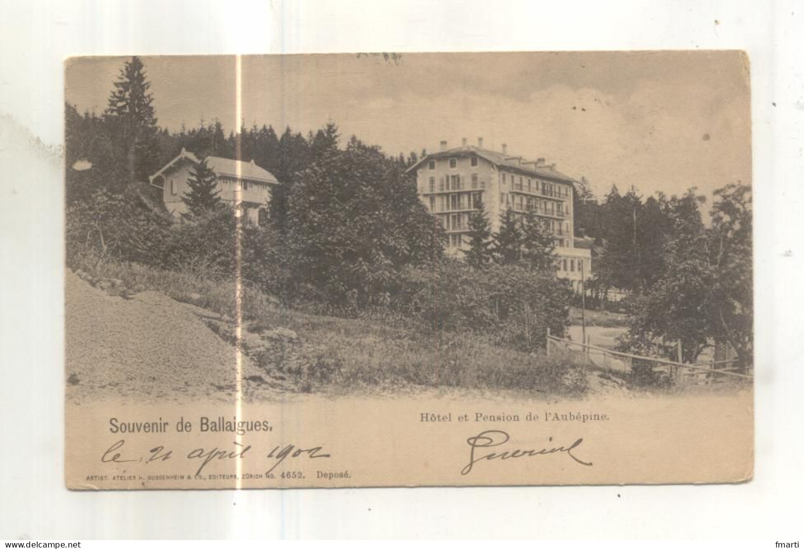 Souvenir De Ballaigues, Hotel Et Pension De L'Aubépine - Ballaigues