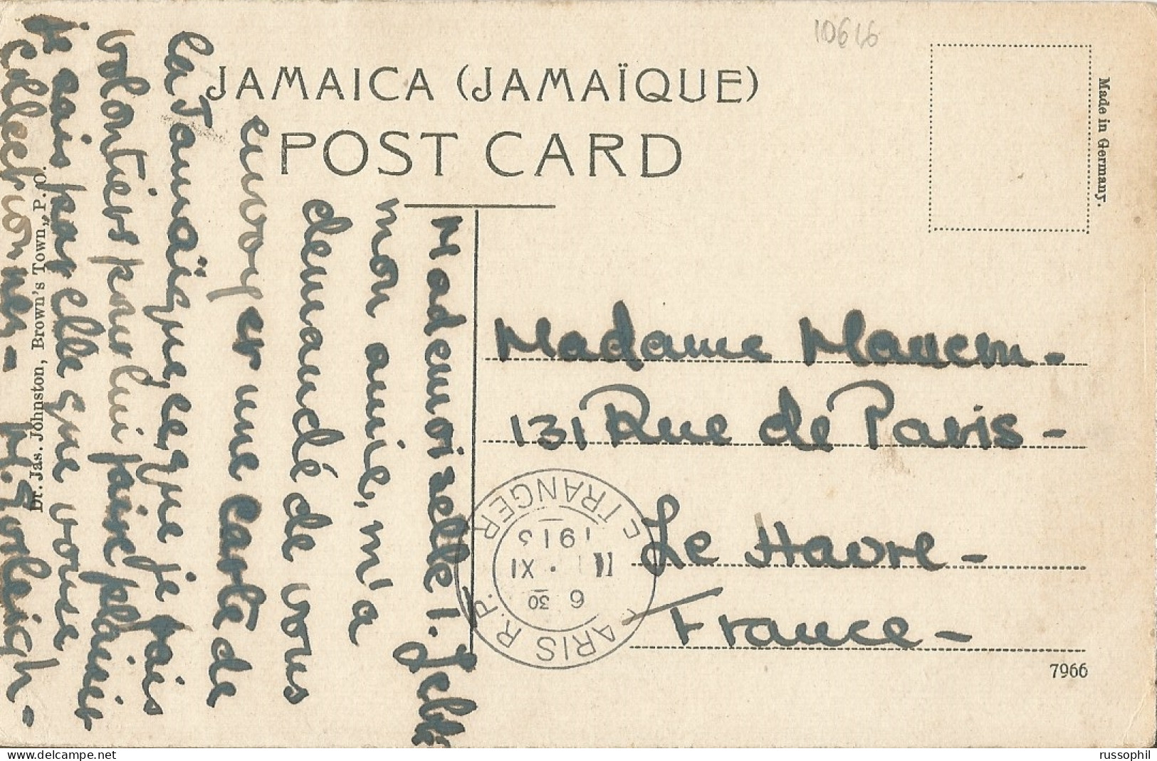 JAMAICA - ON THE RIO COBRE - PUB. BY JOHNSTON - 1913 - Giamaica