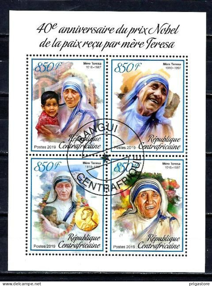 Centrafrique 2019 Célébrités Mère Teresa (12) Yvert N° 6089 à 6092 Oblitérés Used - Repubblica Centroafricana