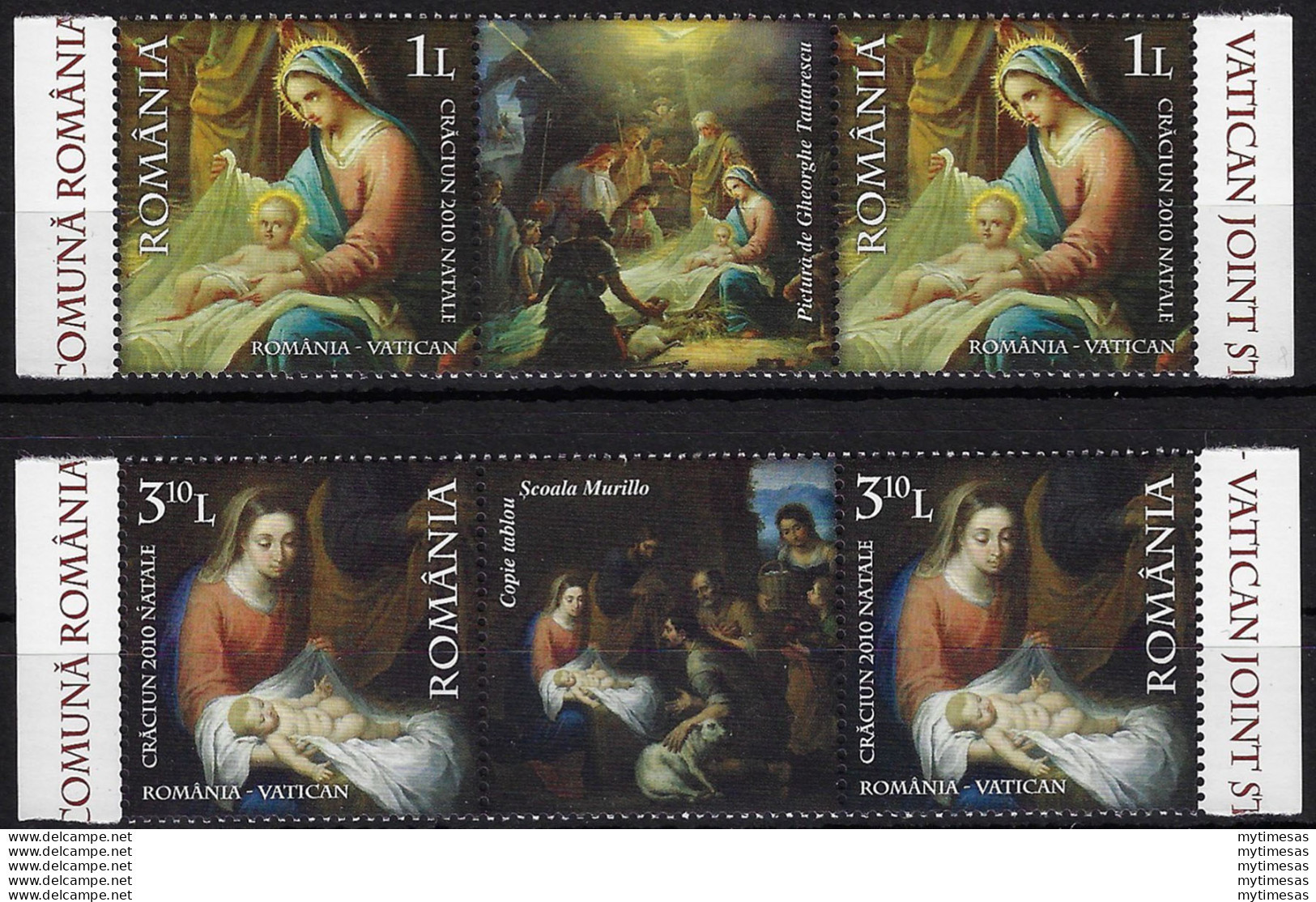 2010 Romania Natale Congiunto Con Vaticano 1 Trittico MNH - Volledig Jaar