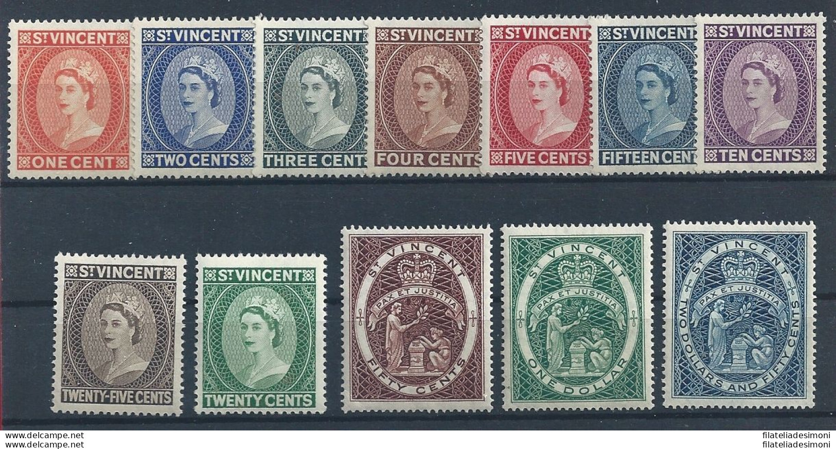 1955-63 ST. VINCENT - Stanley Gibbons N. 189/200 - Ordinaria - 12 Valori - MNH** - Otros & Sin Clasificación