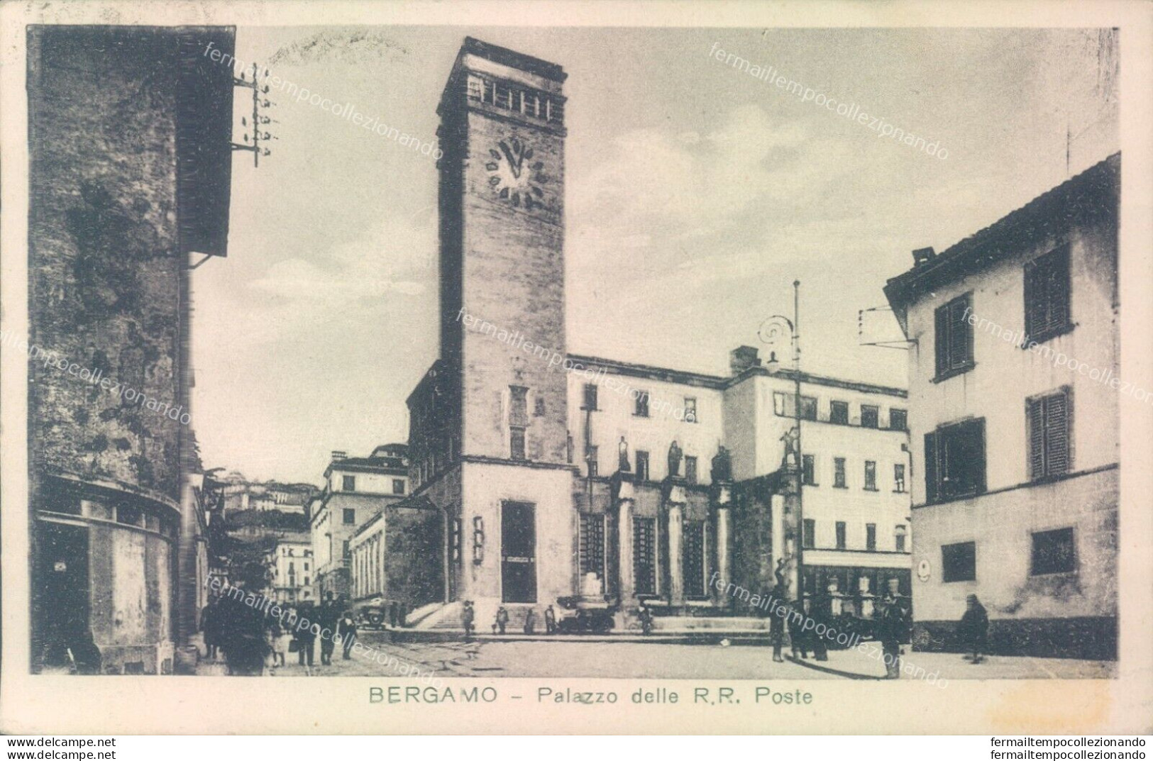 T202 Cartolina Bergamo Citta' Palazzo Delle R.r.poste 1946 - Bergamo