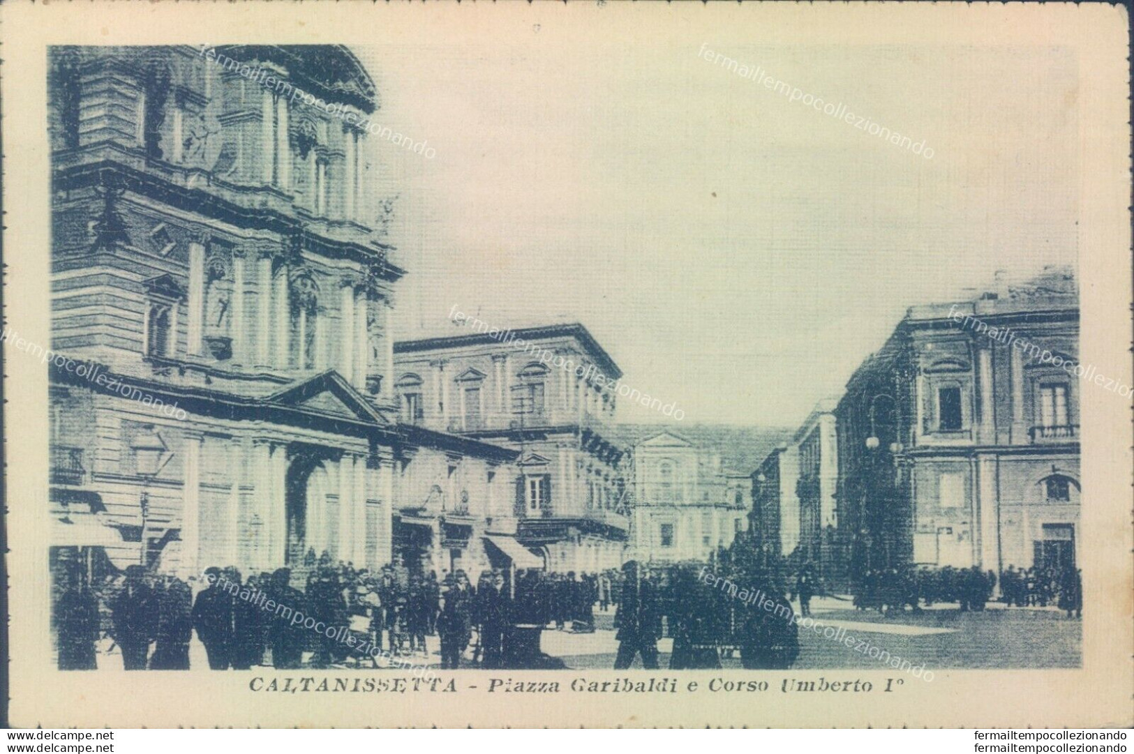 S9 Cartolina Caltanissetta Citta' Piazza Garibaldi E Corso Umberto I - Caltanissetta