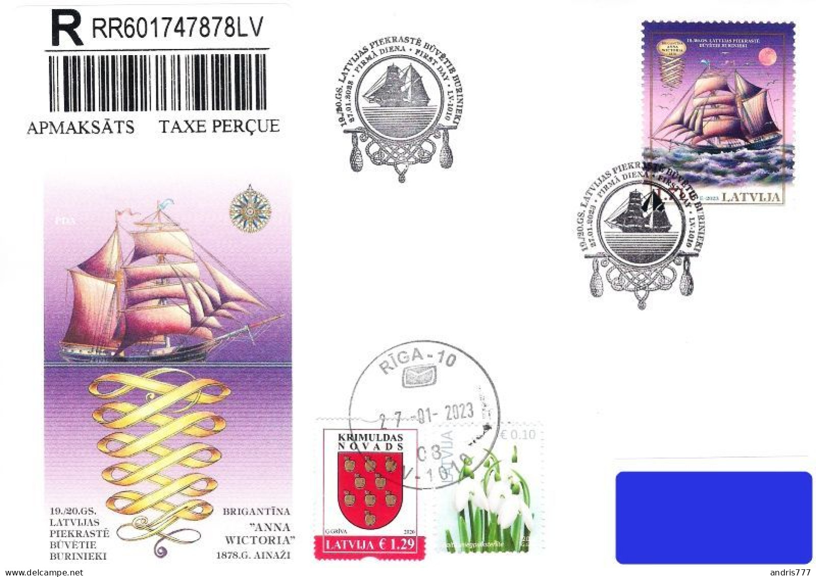 Latvia Lettland Lettonie 2023 (03) Historical Latvian Ships - Brigantine Anna Wictoria 1878 (a. Fdc) - Lettonie