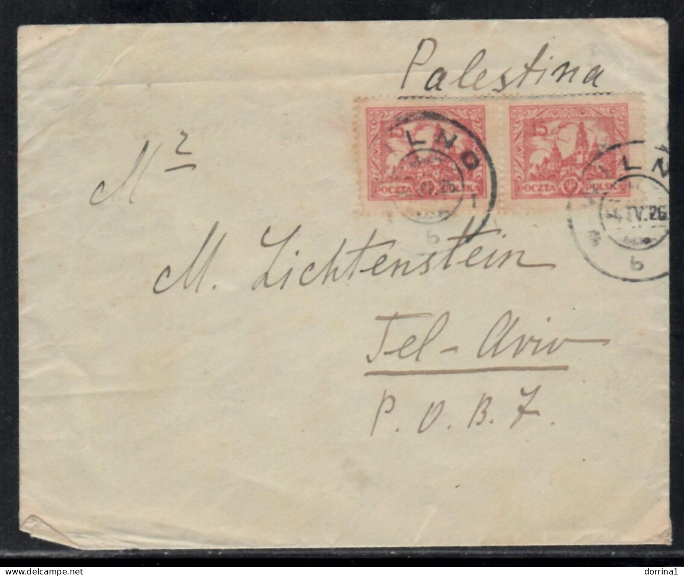 SPRING FAIR TEL AVIV 1926 Poland Wilno Incoming Mail To Palestine Levant Mandate - Palestine