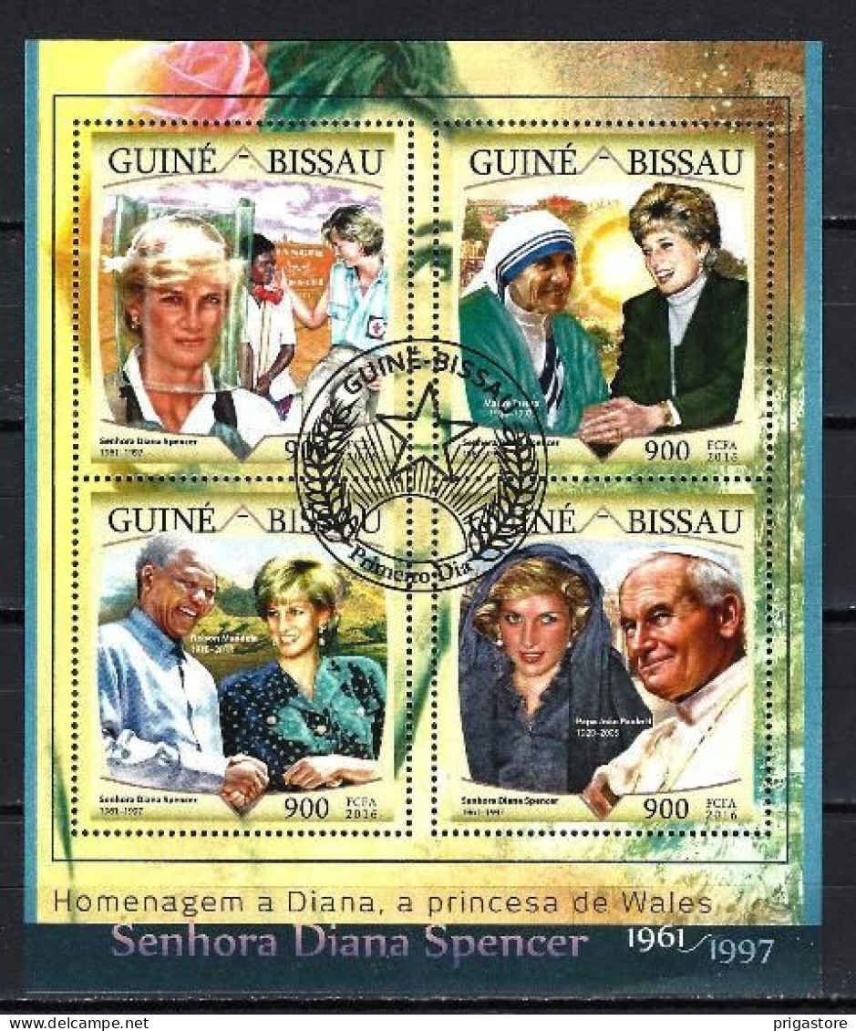 Guinée Bissau 2016 Célébrités Lady Diana (3) Yvert N° 6552 à 6555 Oblitérés Used - Guinea-Bissau