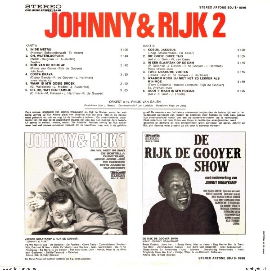 * LP *  JOHNNY & RIJK 2 (Holland 1971 EX-) - Comiques, Cabaret