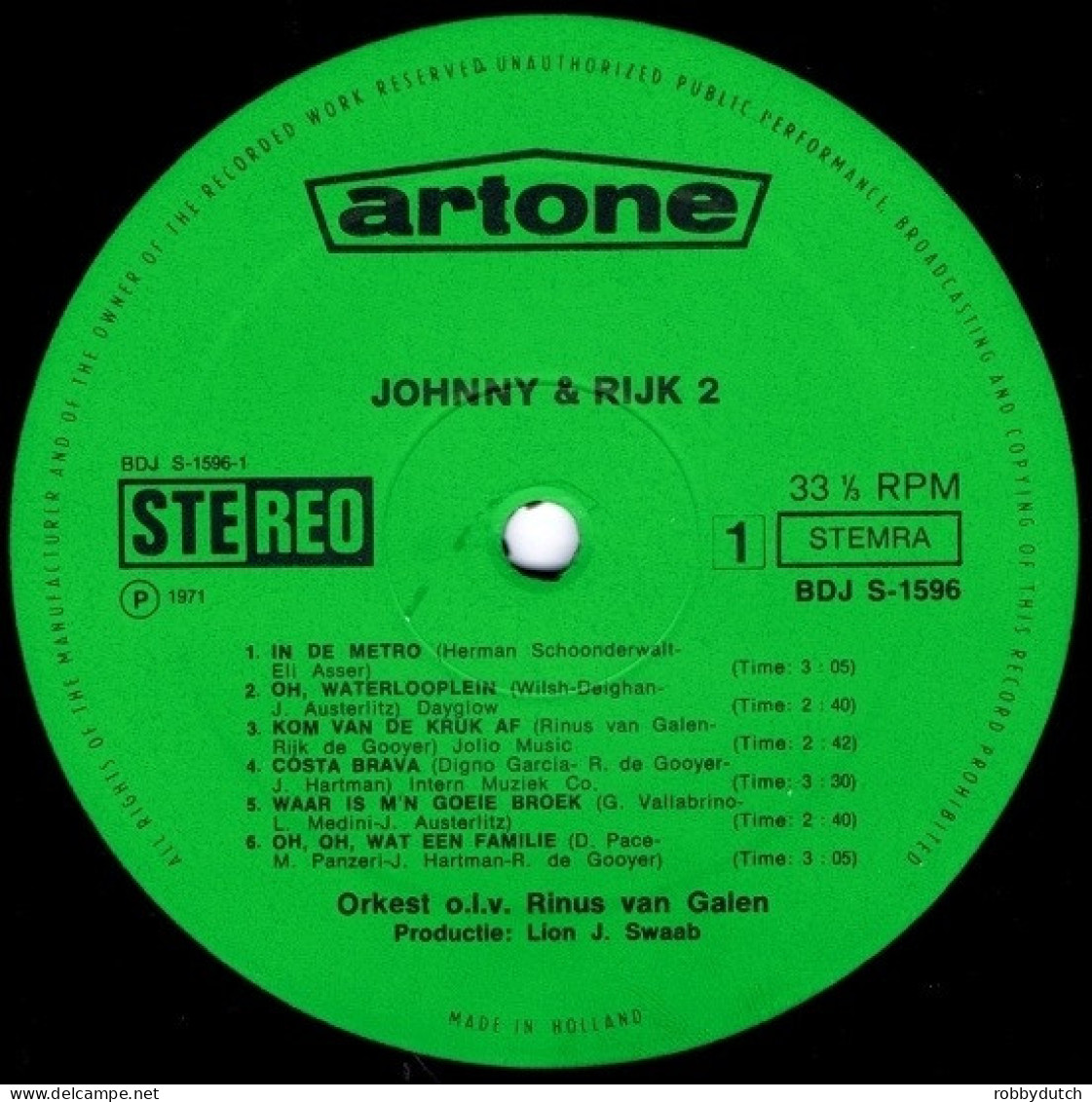 * LP *  JOHNNY & RIJK 2 (Holland 1971 EX-) - Comiques, Cabaret