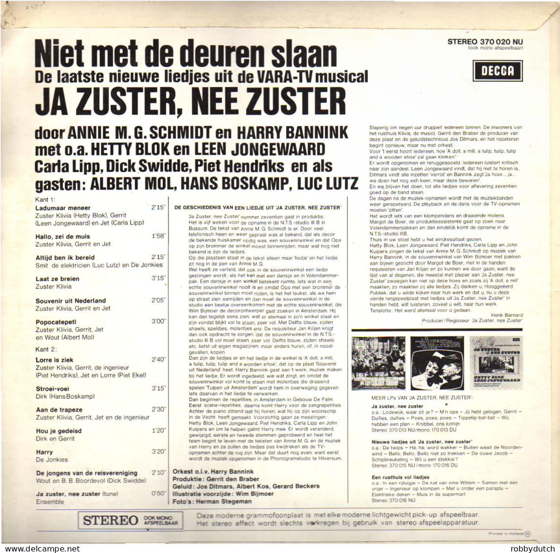 * LP *  JA ZUSTER, NEE ZUSTER - NIET MET DE DEUREN SLAAN (Holland 1968) - Kinderen