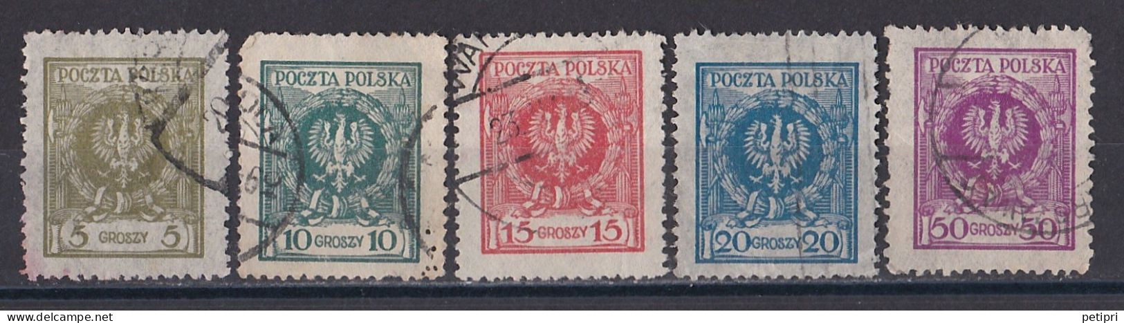 Pologne - République 1919  -  1939   Y & T N °  290   291   292   293   297   Oblitérés - Usati