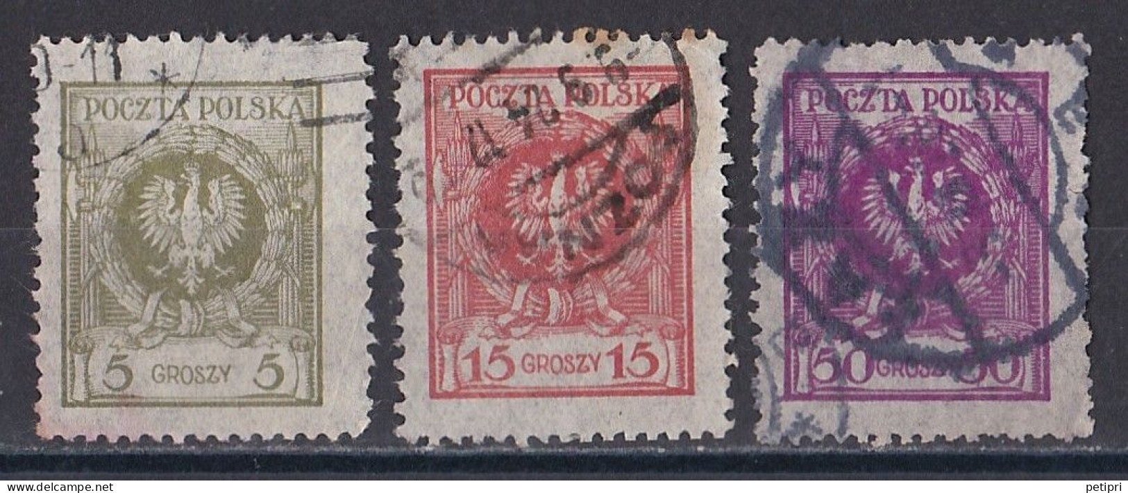 Pologne - République 1919  -  1939   Y & T N °  290   292   297   Oblitérés - Gebraucht