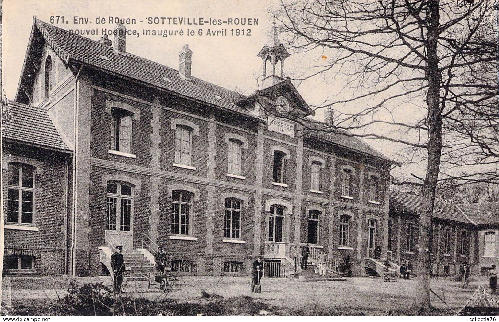 CPA FRANCE 76 SEINE MARITIME SOTTEVILLE LES ROUEN LE NOUVEL HOSPICE INAUGURE LE 6 AVRIL 1912 DOS DIVISE NON ECRIT - Sotteville Les Rouen