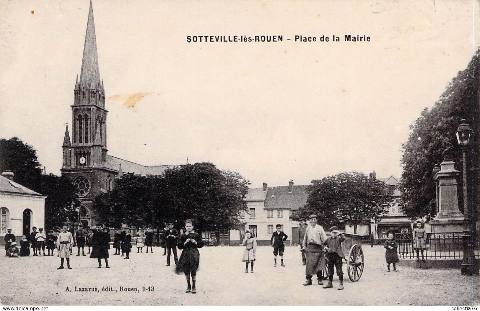 CPA FRANCE 76 SEINE MARITIME SOTTEVILLE LES ROUEN PLACE DE LA MAIRIE DOS DIVISE ECRIT - Sotteville Les Rouen