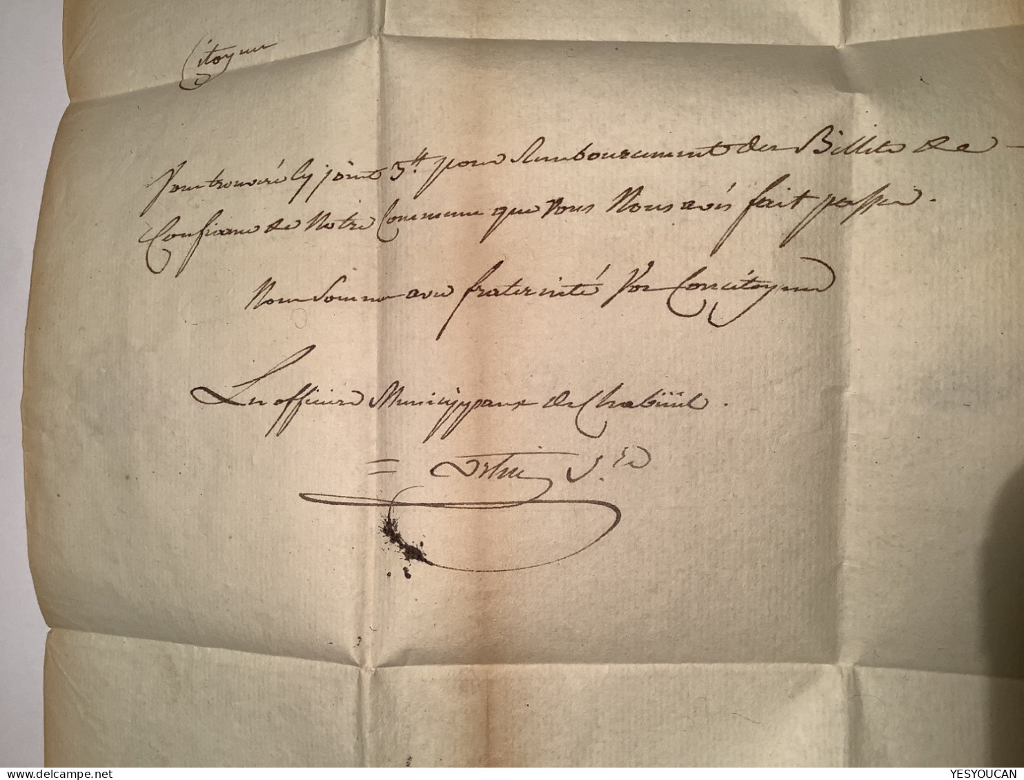 Chabreuil 1793 (Valence Drôme) Lettre Rare Franchise„ÉCHANGE DE BILLET DE CONFIANCE“(banque Finance Revolution Française - 1701-1800: Précurseurs XVIII
