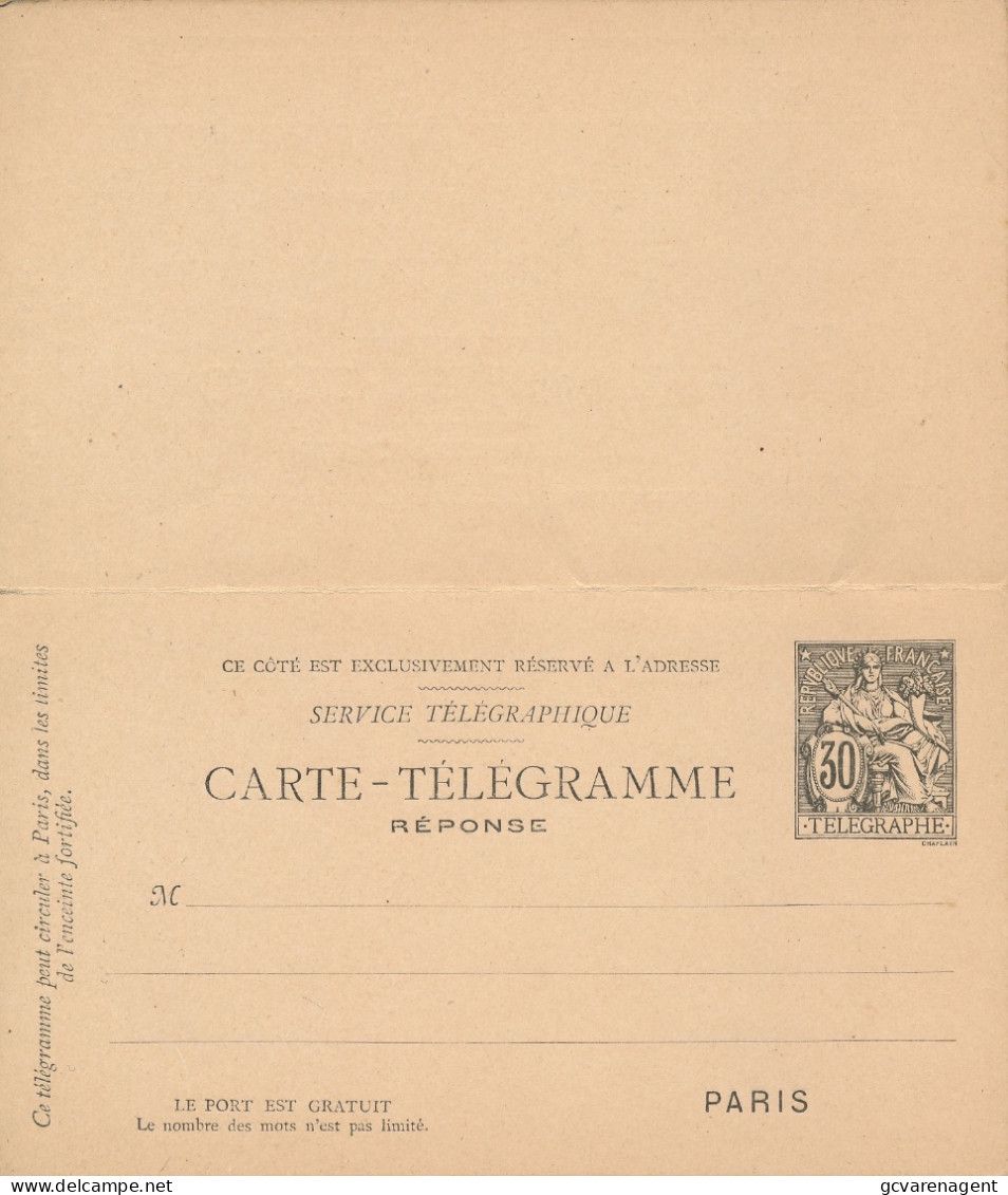 SERVICE TELEGRAPHIQEU    CARTE  TELEGRAMME - Telegraaf-en Telefoonzegels