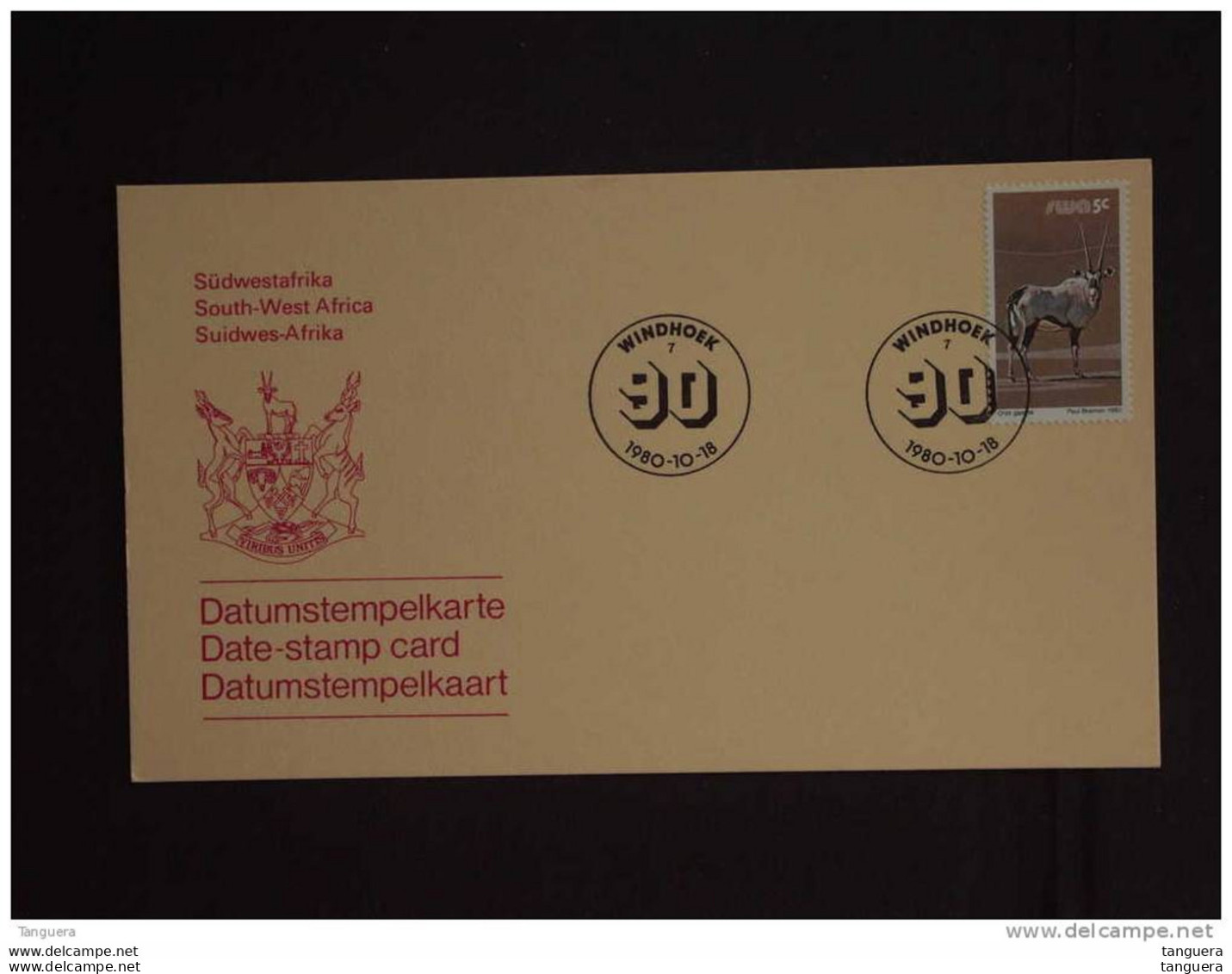 SWA Sud-Ouest Africain South West Africa 1980 90 Ans Windhoek Datumstempelkaart Carte Cachet Date-stamp Card - Namibië (1990- ...)