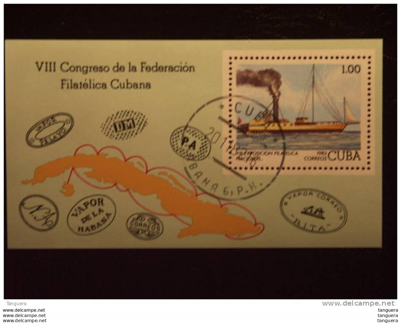 Cuba 1982 EXPO Bateau Commercial Et Postal Du 19e Siècle Yv BF 73 O - Blokken & Velletjes