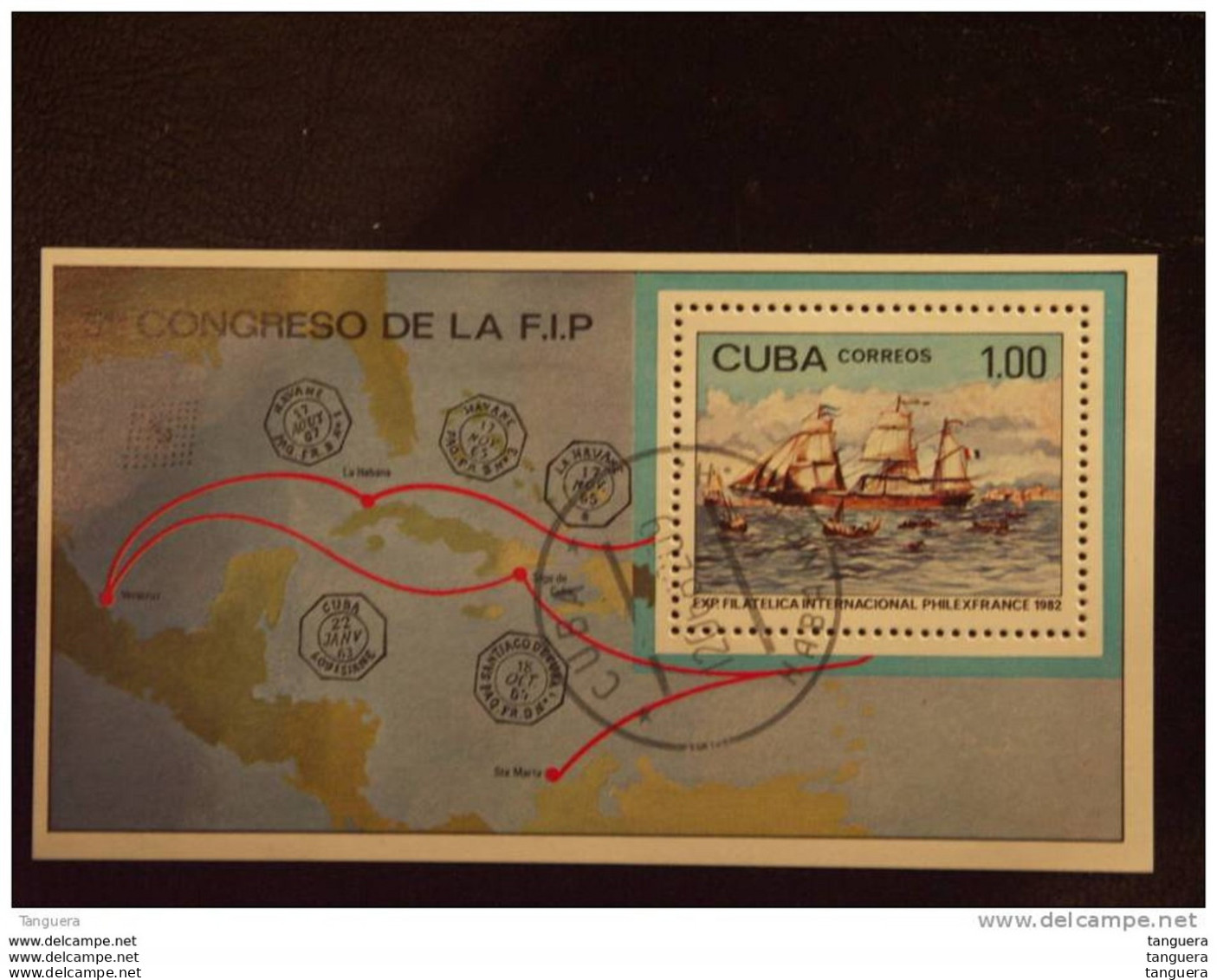 Cuba 1982 EXPO Philexfrance '82 Bateau "Louisiane" Yv BF 71 O - Blocks & Kleinbögen