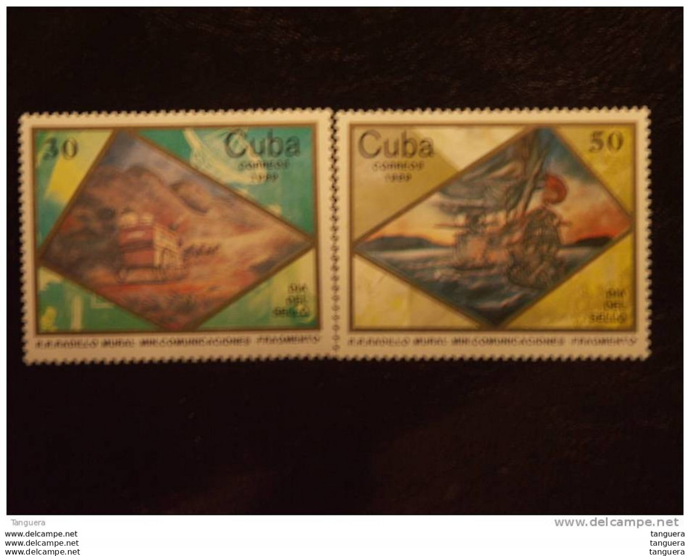 Cuba 1989 Diligence Et Navire Postal Fresque Murale Yv 2933-2934 MNH ** - Unused Stamps