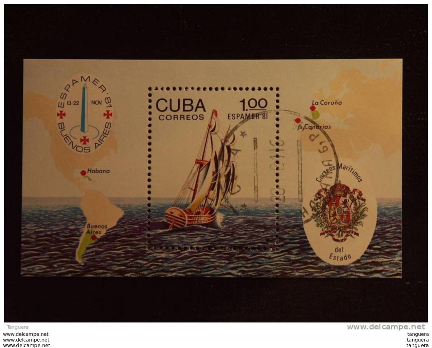 Cuba 1981 EXPO Espamer '81 Voilier Des Couriers Maritimes De L'état 1764 Yv BF 69 O - Blocs-feuillets