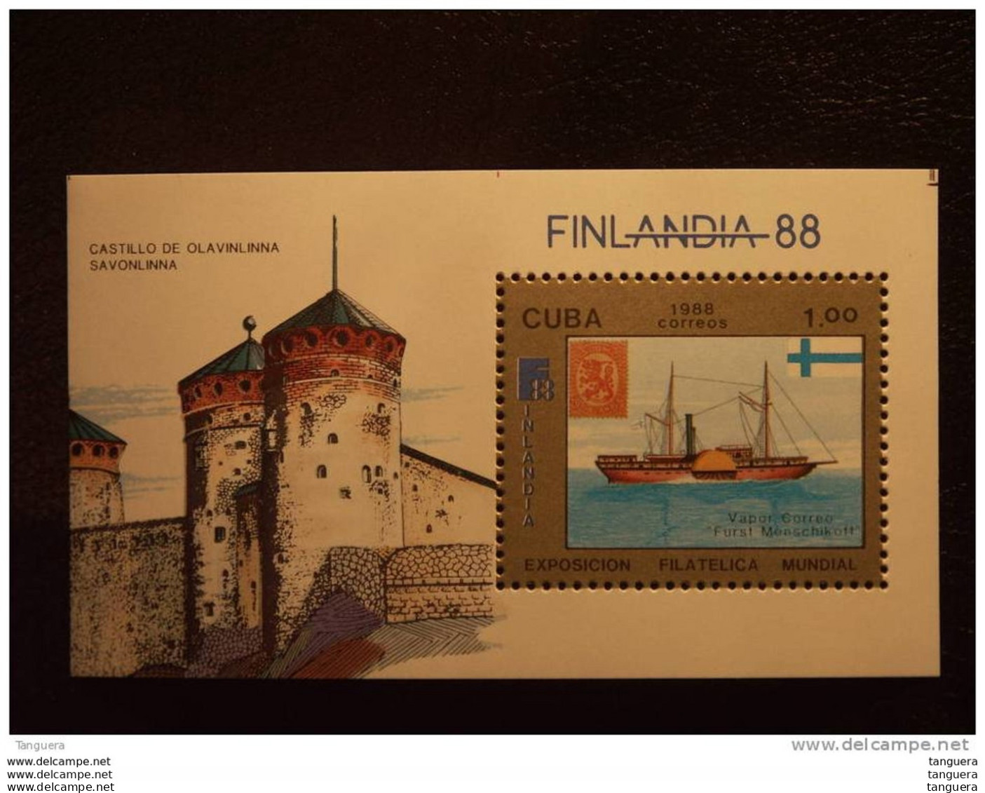 Cuba 1988 Finlandia 88 Bateau-poste Boot Chateau Kasteel Yv BF 104 MNH ** - Blocs-feuillets