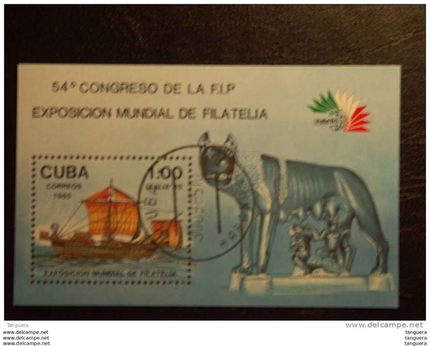 Cuba 1985 Expo Italia '85 Galère Romaine Yv BF 90 O - Blocs-feuillets