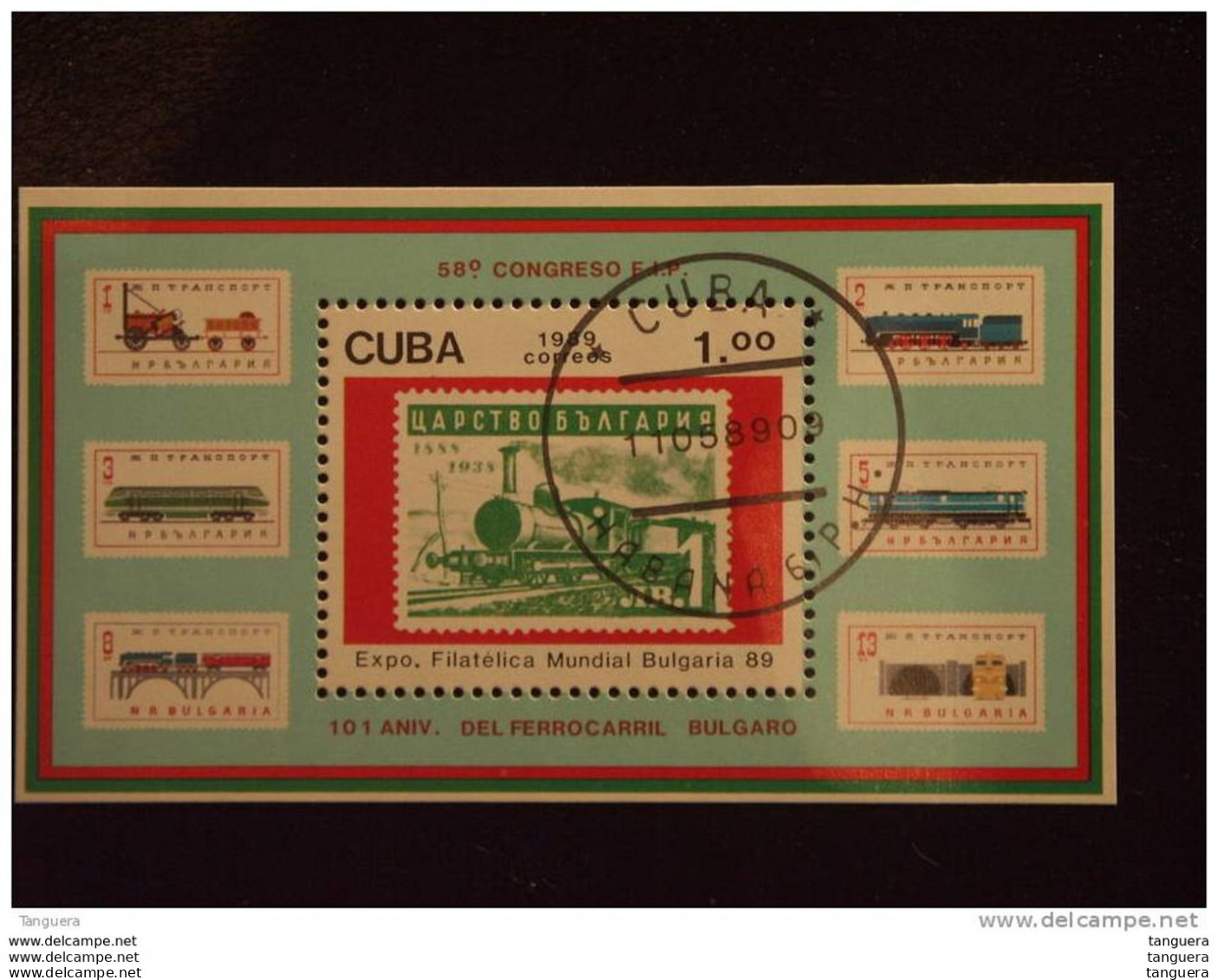 Cuba 1989 Expo Bulgaria '89 Locomotives Yv BF 114 O - Blocks & Sheetlets