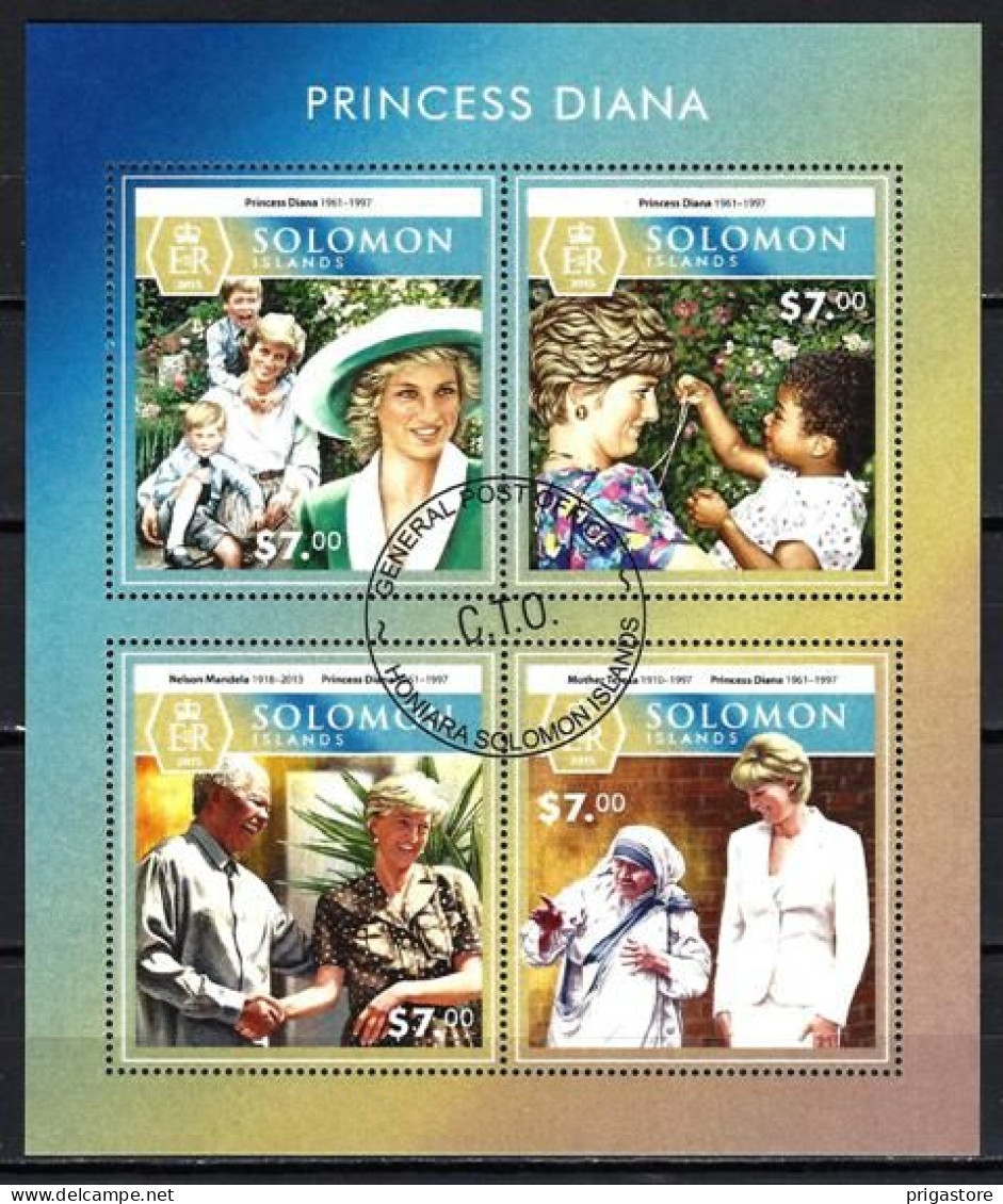 Salomon 2015 Célébrités Lady Diana (7) Yvert N° 2941 à 2944 Oblitérés Used - Solomon Islands (1978-...)