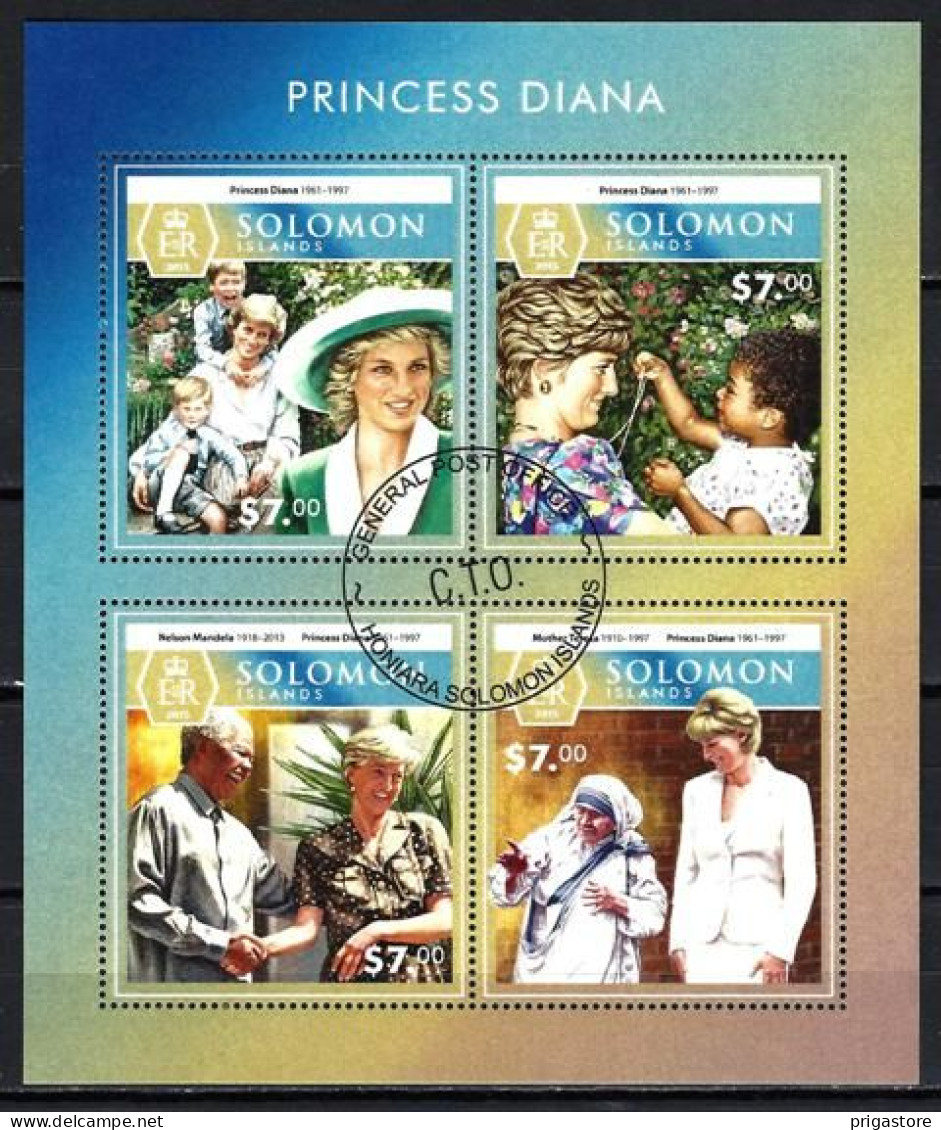 Salomon 2015 Célébrités Lady Diana (7) Yvert N° 2941 à 2944 Oblitérés Used - Solomoneilanden (1978-...)