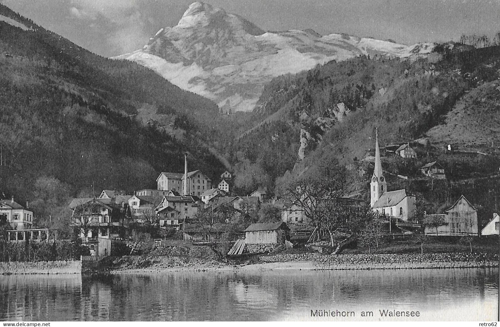 MÜHLEHORN ► Kleines Dorf Vom See Her Gesehen, Ca.1920 - Mühlehorn