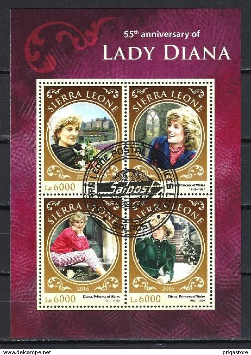 Sierra Leone 2016 Célébrités Lady Diana (9) Yvert N° 5757 à 5760 Oblitérés Used - Sierra Leone (1961-...)