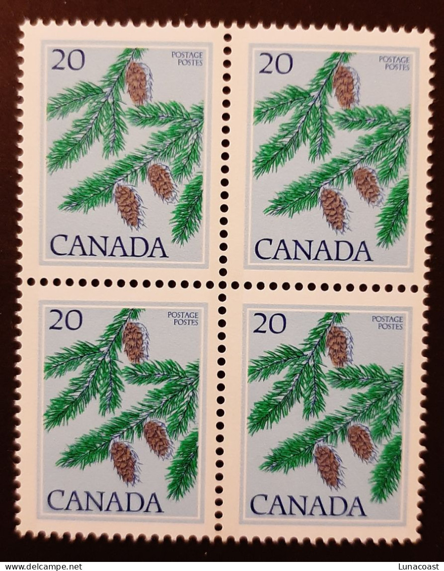 Canada 1977 MNH Sc #718**  4 X 20c Block, Douglas Fir - Ongebruikt