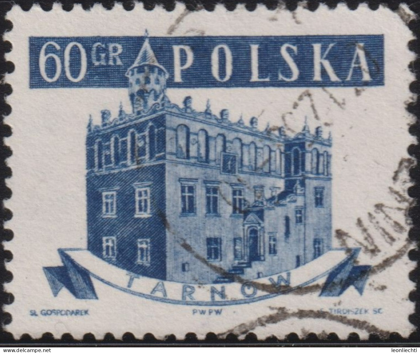 1958 Polen ° Mi:PL 1048A, Sn:PL 807, Yt:PL 925, Sg:PL 1048, AFA:PL 938, Pol:PL 903, Un:PL 1048A, Tarnow, Rathäuser - Used Stamps