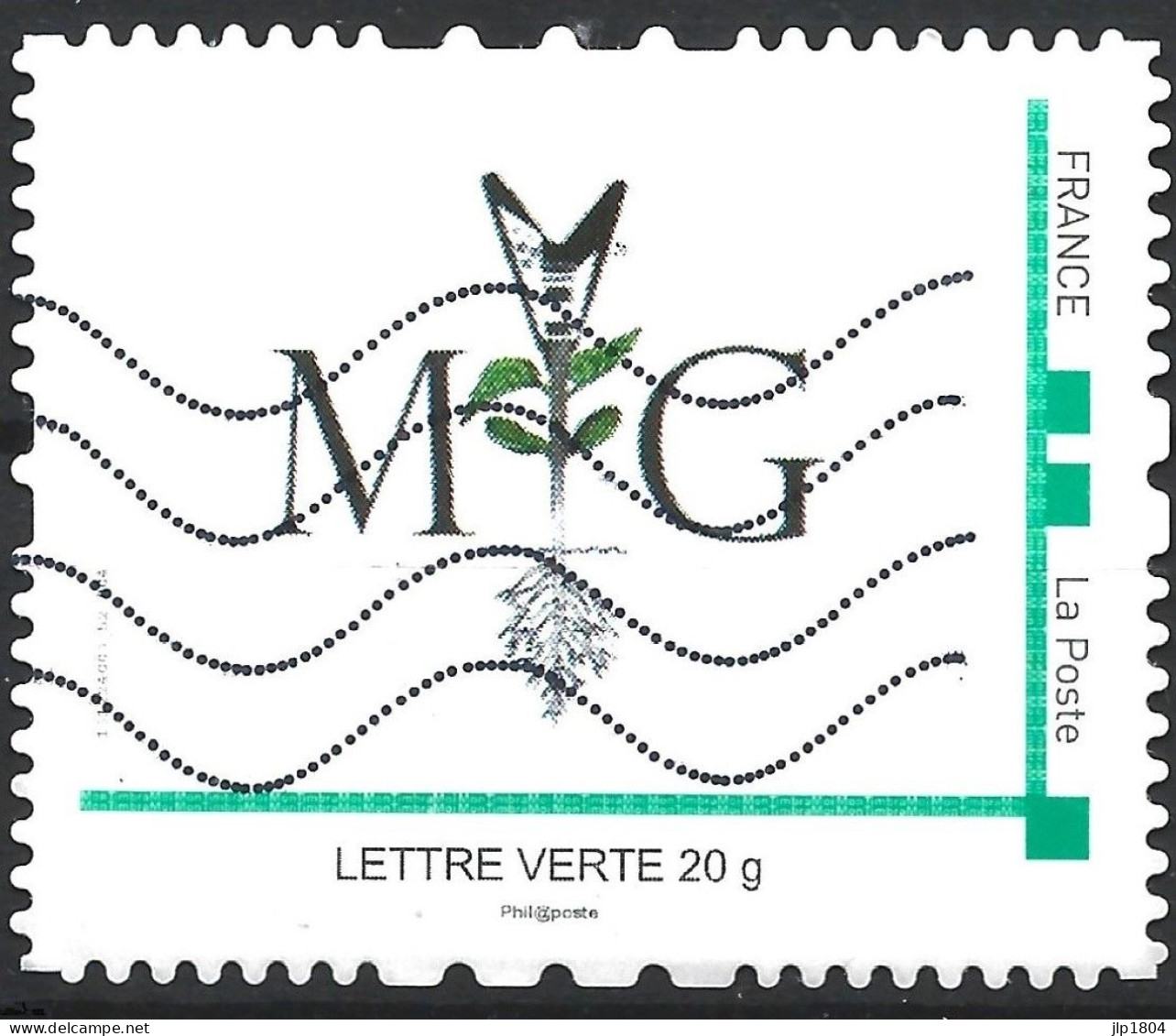 Montimbramoi Publicitaire MG - Lettre Verte - Timbre Sur Support - Usati