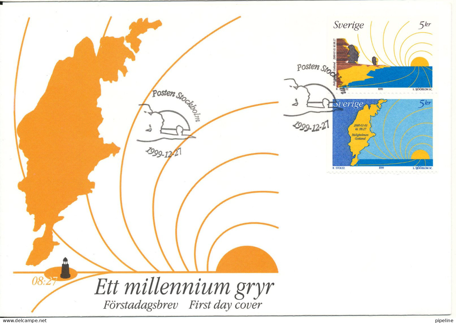 Sweden FDC 27-12-1999 Complete Set Of 2 MILLENNIUM With Cachet - FDC