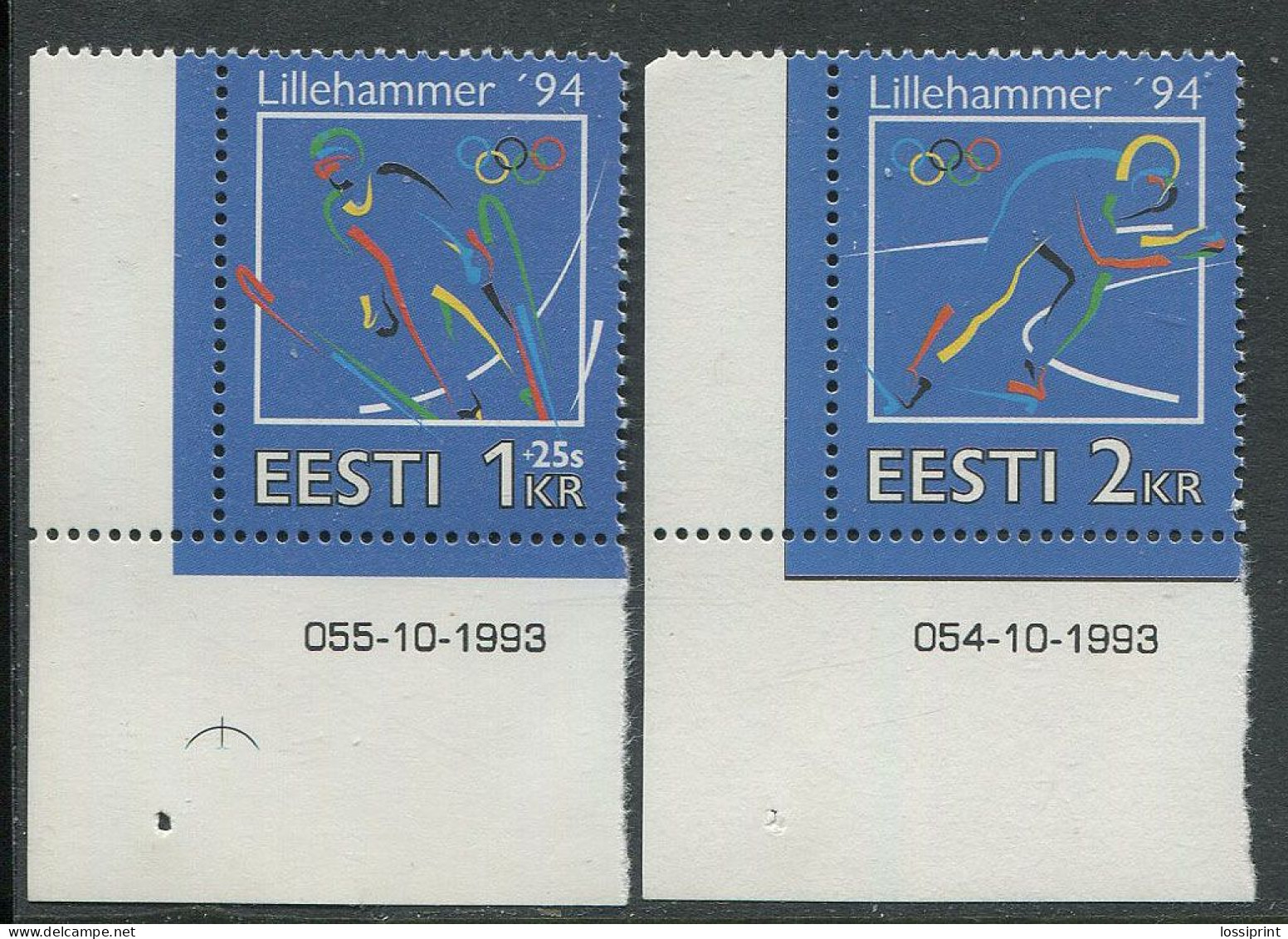 Estonia:Unused Stamps Serie Lillehammer Olympic Games, 1994, MNH, Corners - Inverno1994: Lillehammer