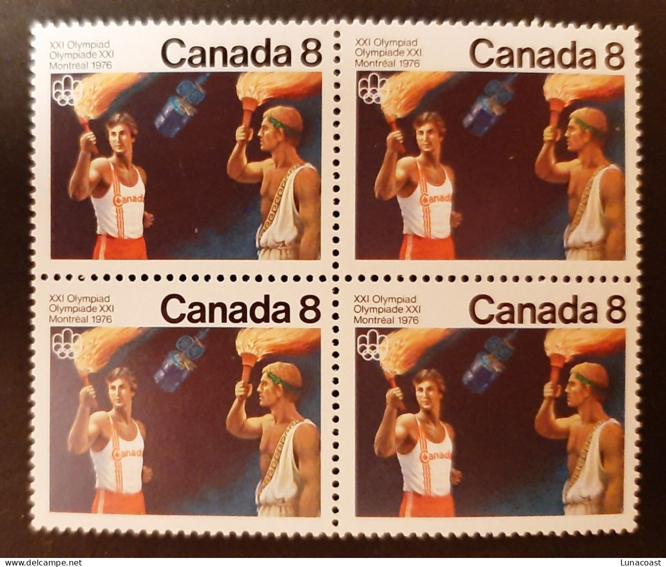 Canada 1976 MNH Sc #681**  4 X 8c Block, Olympic Ceremonies - Ongebruikt