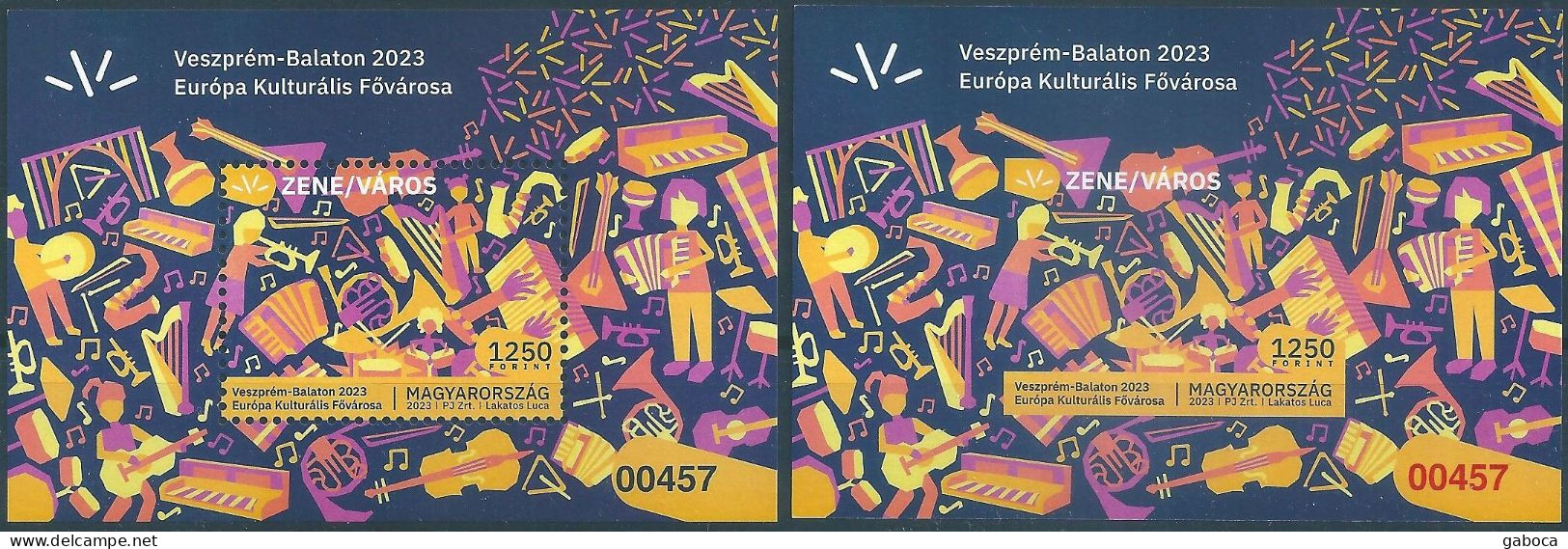 C5890 Hungary Cultural Capital Europe Music Instrument Perf+Imperf S/S MNH Tirage 4000 - Music