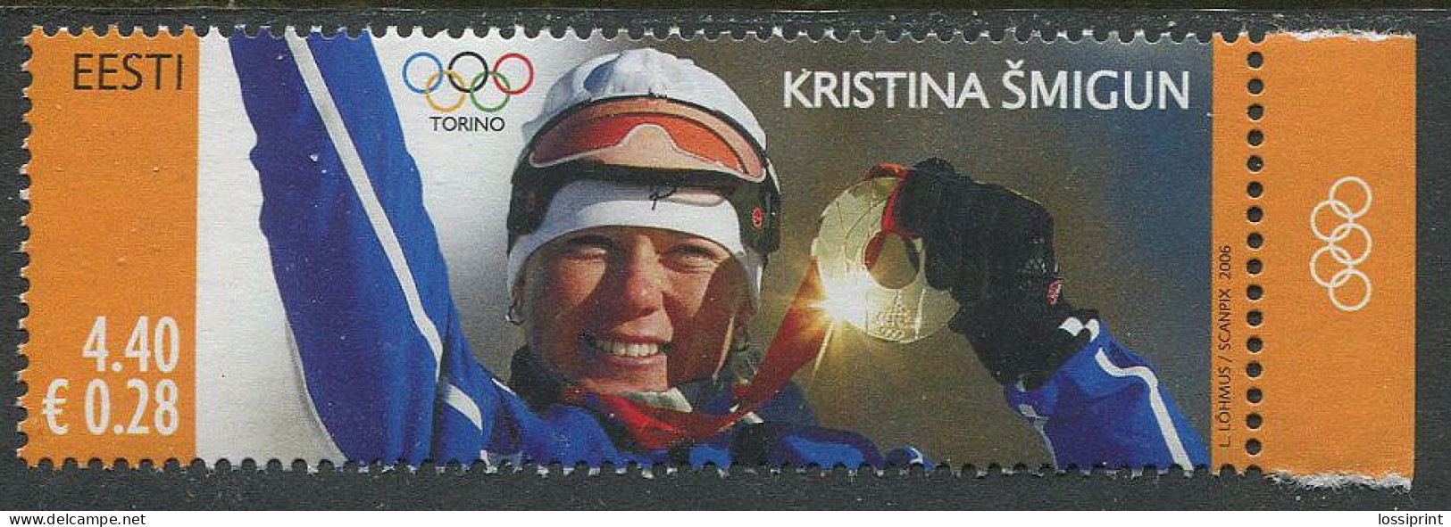 Estonia:Unused Stamp Torino Olympic Games, Olympic Champion Kristiina Šmigun, 2006, MNH - Hiver 2006: Torino