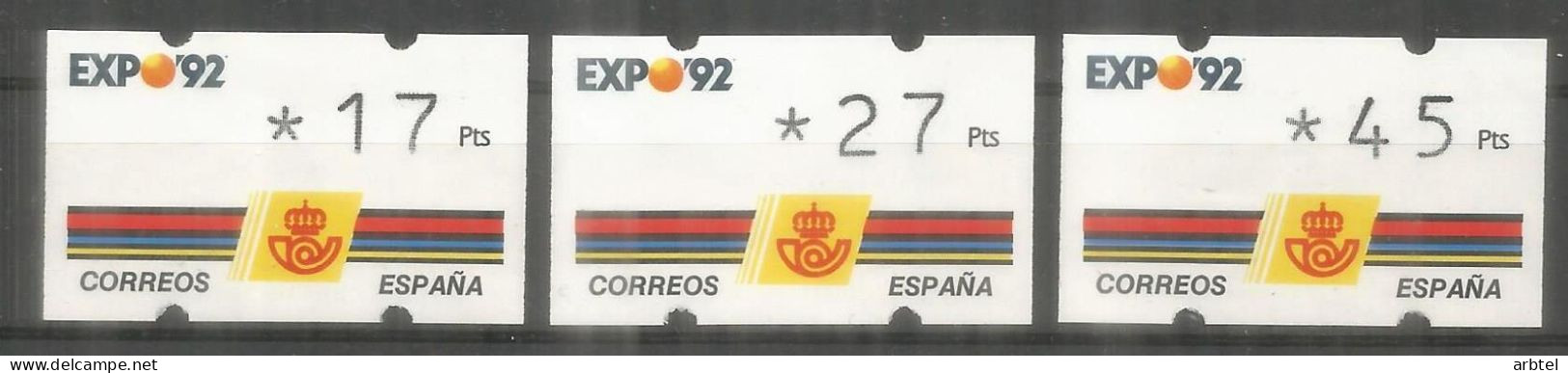 ESPAÑA ATM KLUSSENDORF EXPO 92 SEVILLA 3 DIGITOS 3 VALORES - 1992 – Sevilla (Spain)