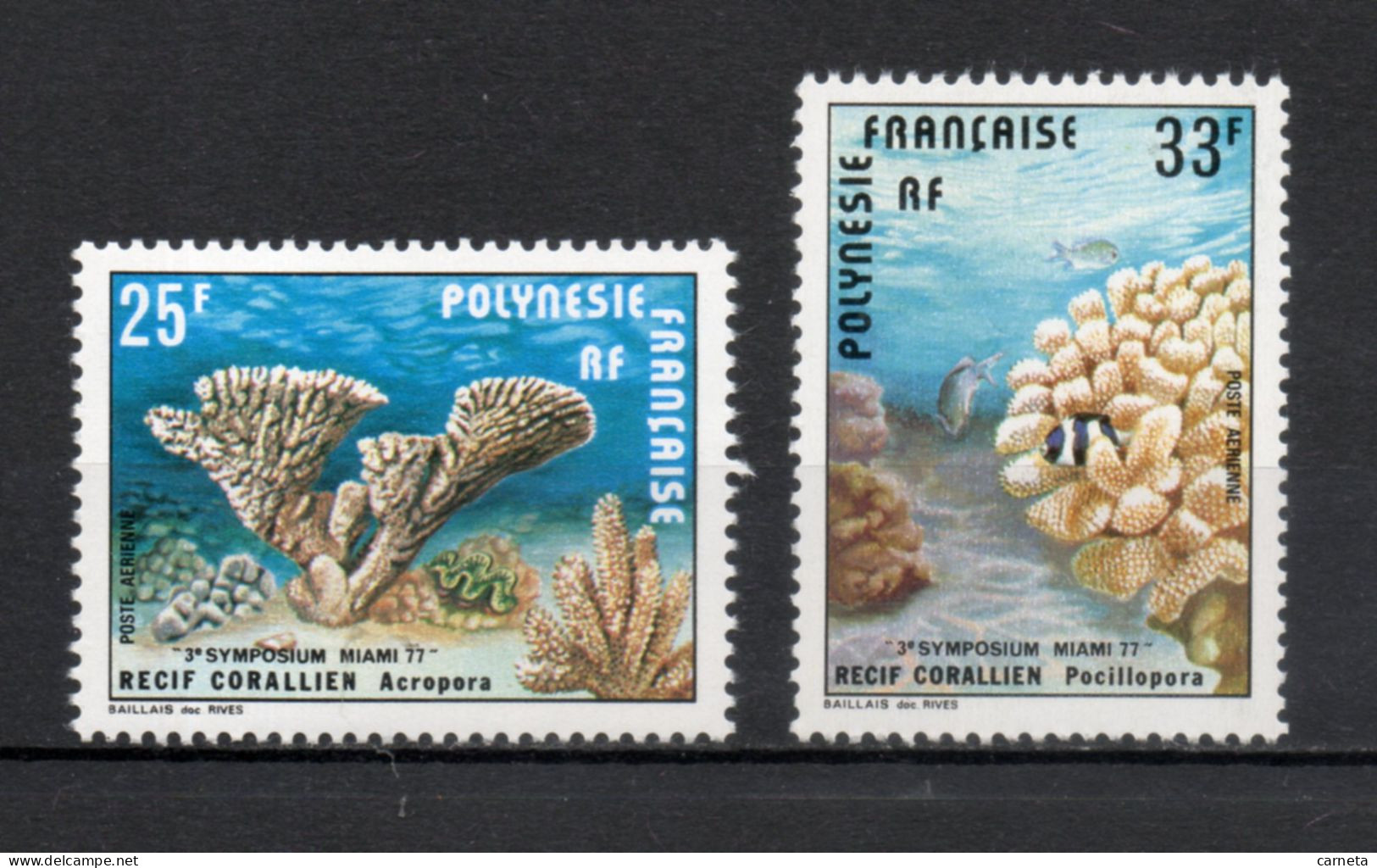 POLYNESIE  PA  N°  121 + 122   NEUFS SANS CHARNIERE COTE  5.30€    CORAUX ANIMAUX FAUNE - Unused Stamps