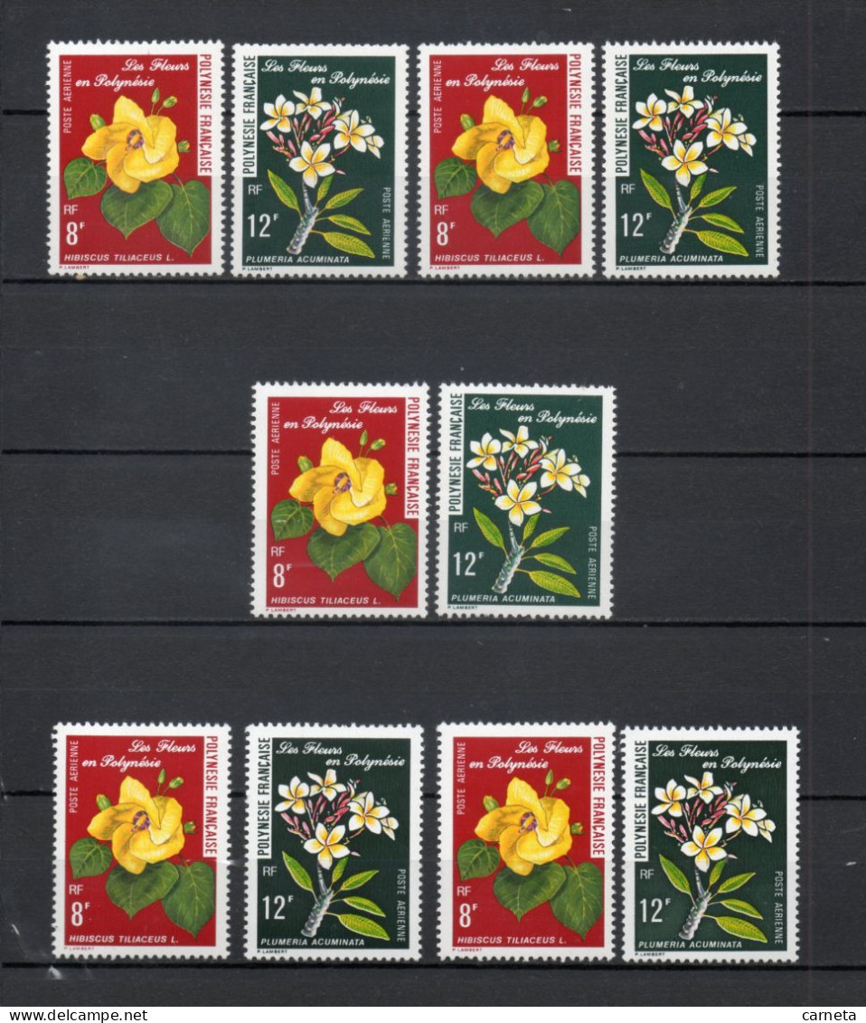 POLYNESIE PA  N°  126 + 127  CINQ EXEMPLAIRES   NEUFS SANS CHARNIERE COTE  22.50€   FLEUR FLORE - Unused Stamps