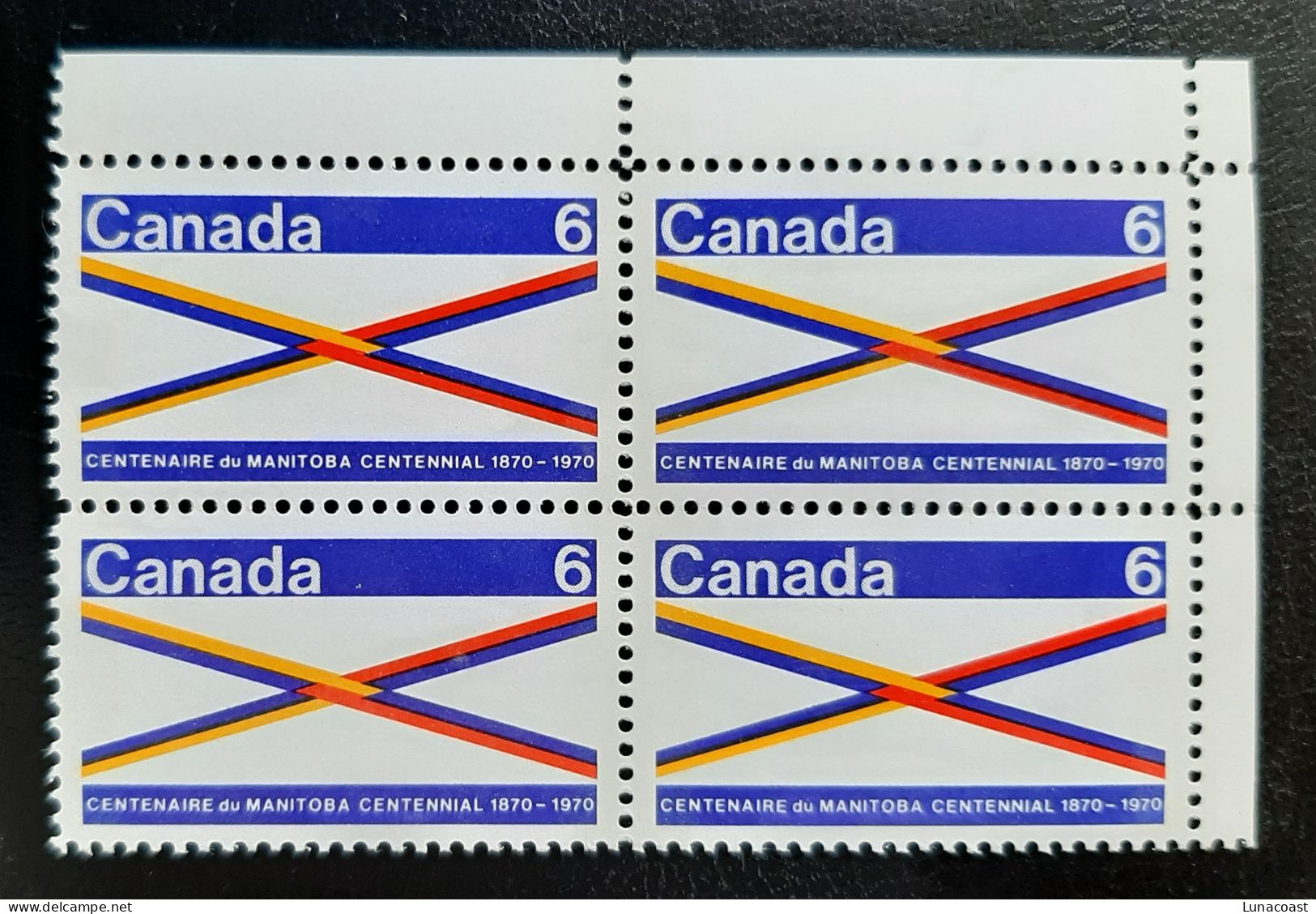 Canada 1970 MNH Sc #505p**  4 X 6c Block, Manitoba Centennial, Tagged W2B - Neufs