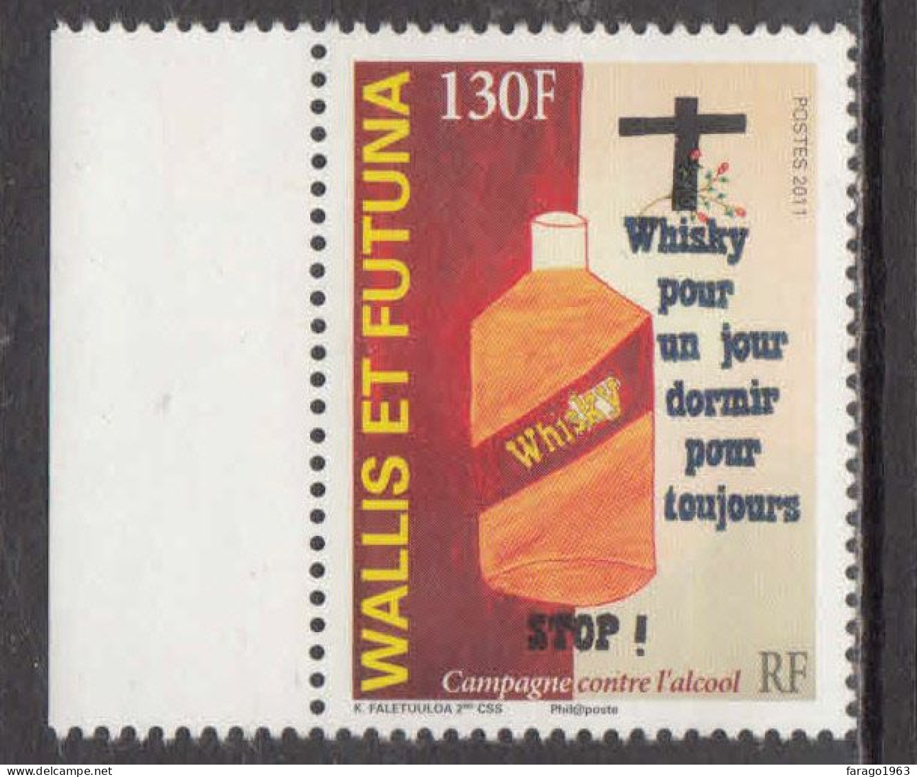 2011 Wallis & Futuna Health Campaign Against Alcohol  Complete Set Of 1 MNH - Unused Stamps